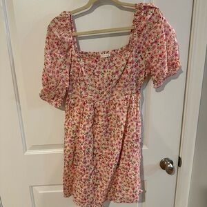 Pink floral midi dress